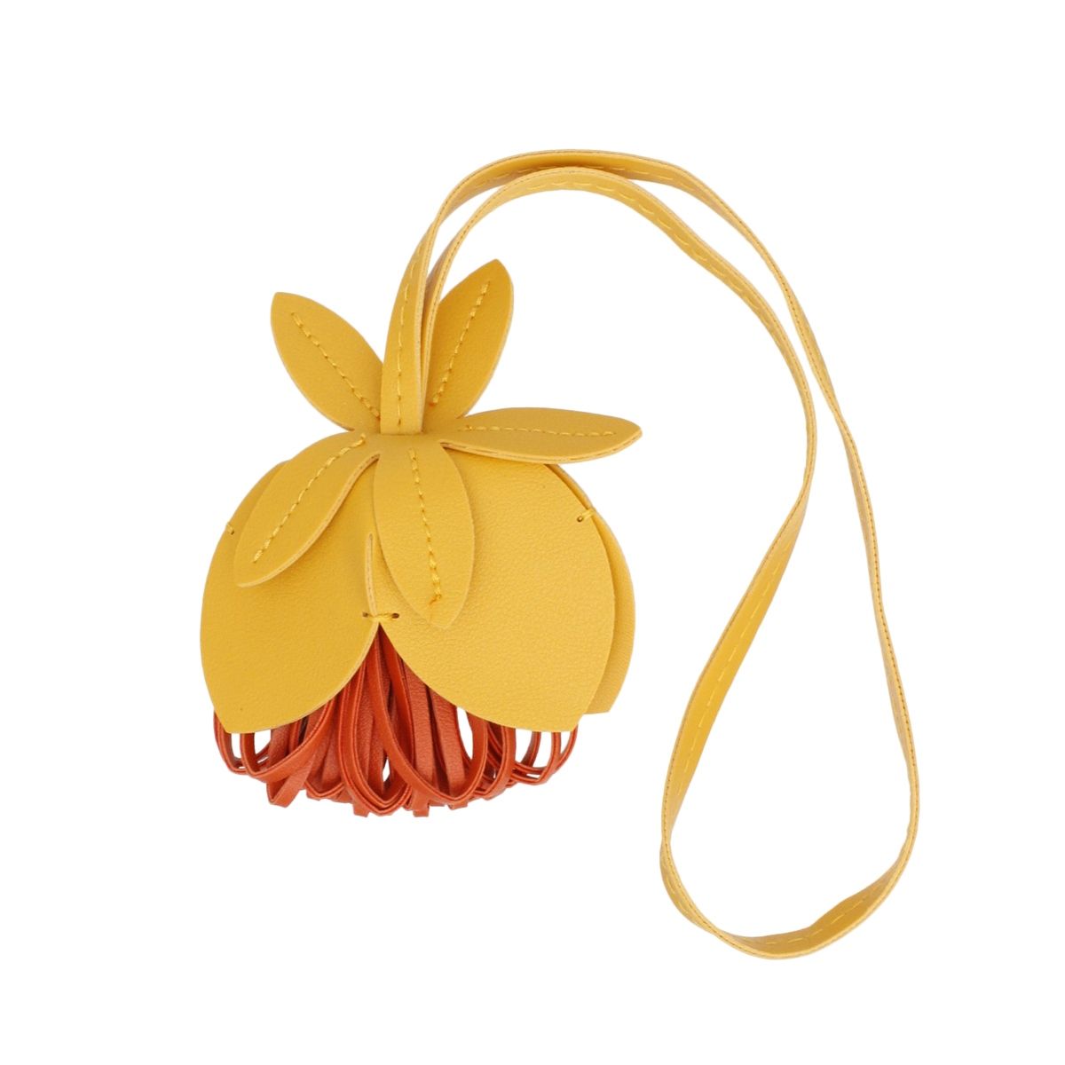 Bag Charm Yellow Leather Flower Long Bag Accessory