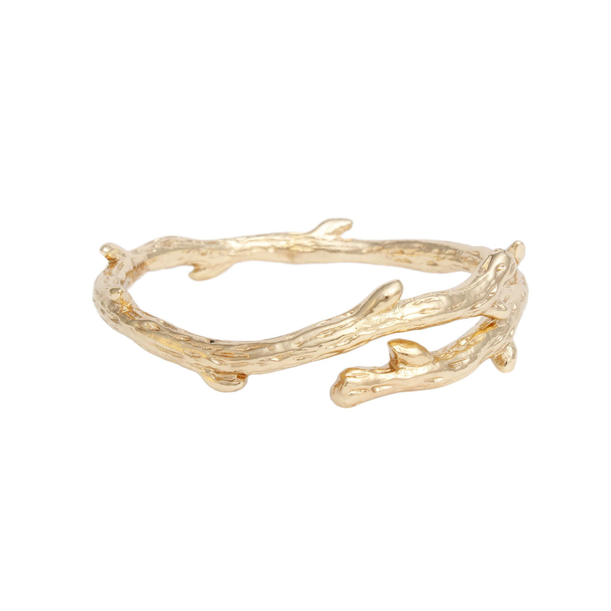 Bangle Rustic Gold Metal Branch Artisan Bracelet