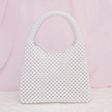Top Handle Luxe Lady White Pearl Hollywood Handbag