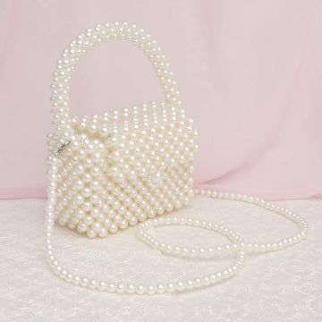 Top Handle Retro Luxe Cream Pearl Flap Handbag
