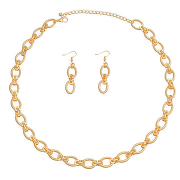 Twisted Oval Gold Metal Chain Set