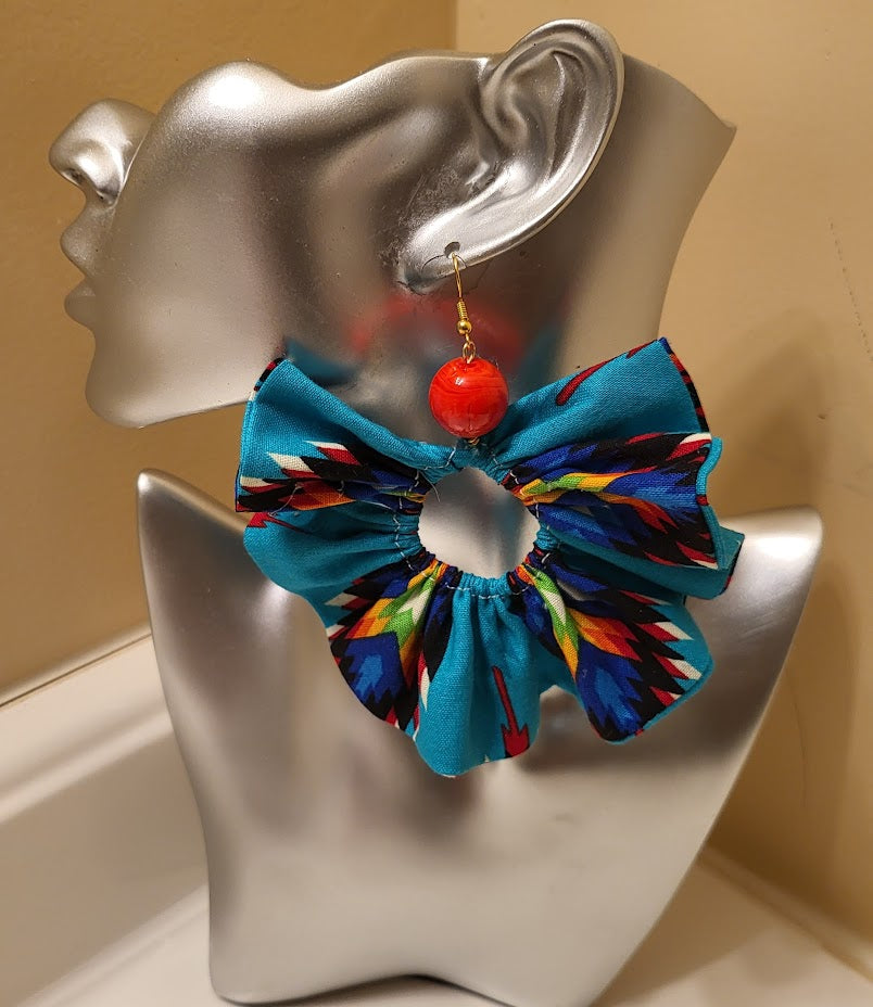 TEAL BLUE RED YELLOW GREEN ORANGE EARRINGS