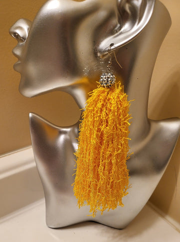 YELLOW SCRABBY FRINGE EARRINGS