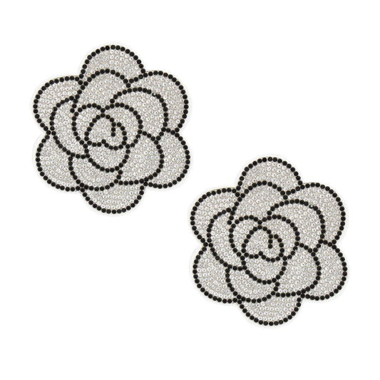 Studs White Flower Rhinestone Fabric Earrings