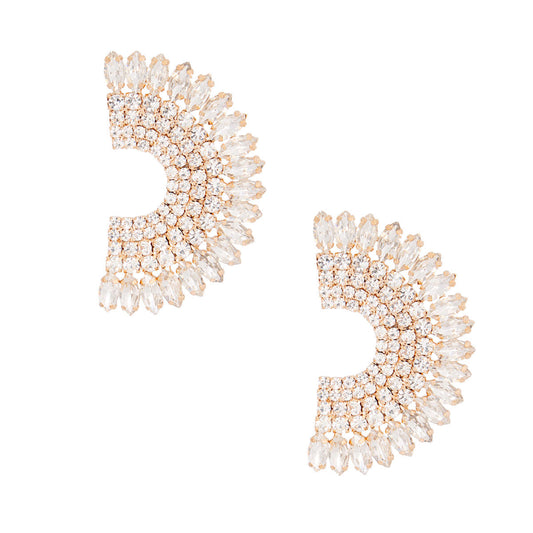 Studs Gold Crystal Semi Circle Luminous Earrings