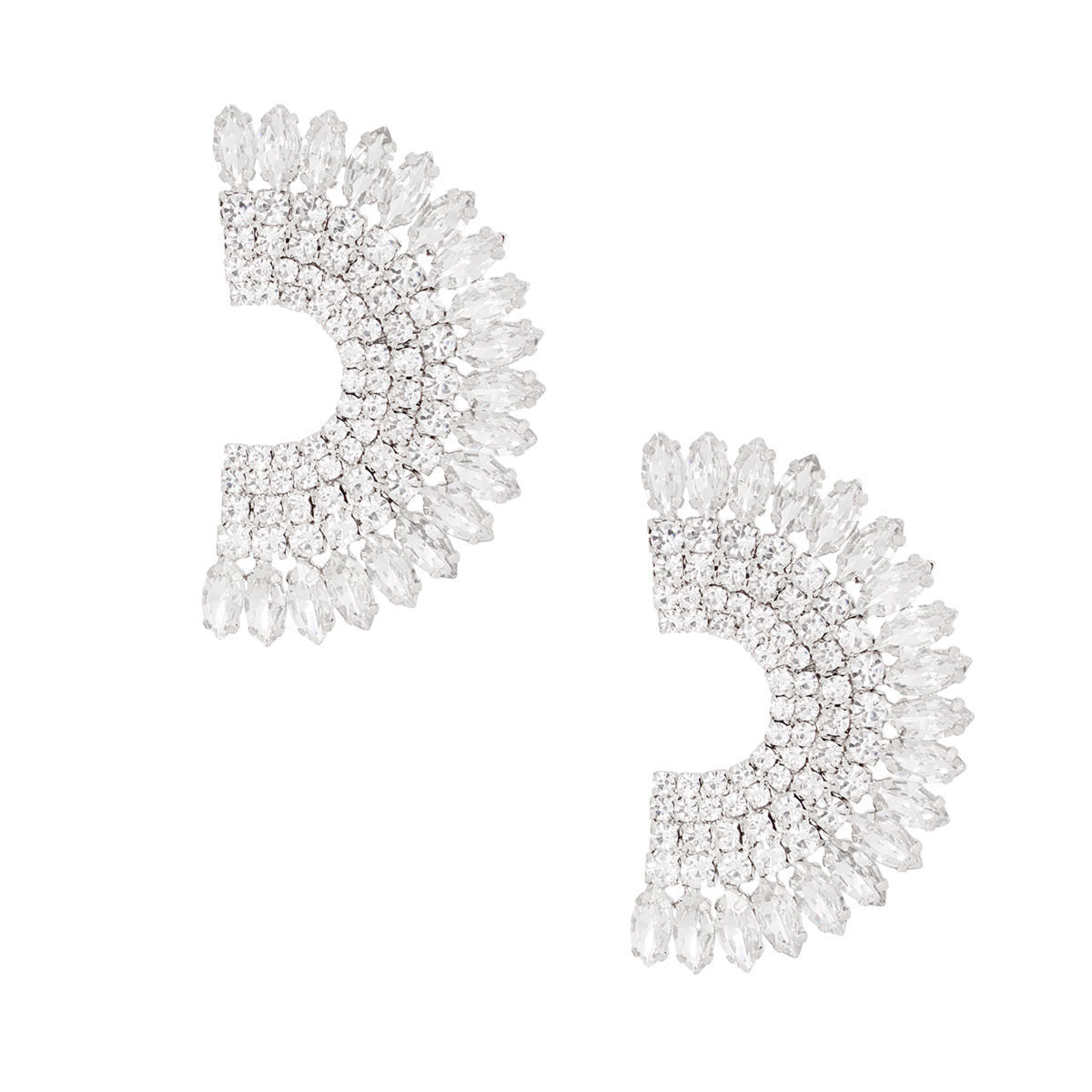 Studs Silver Crystal Semi Circle Luminous Earrings