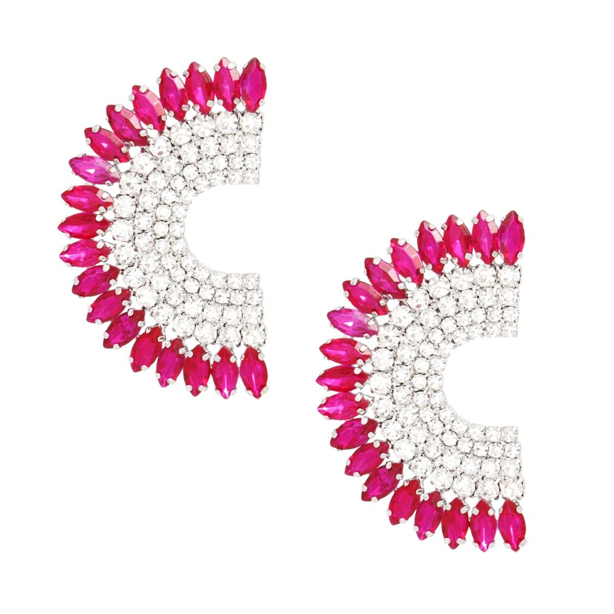 Studs Fuchsia Crystal Semi Circle Luminous Earring