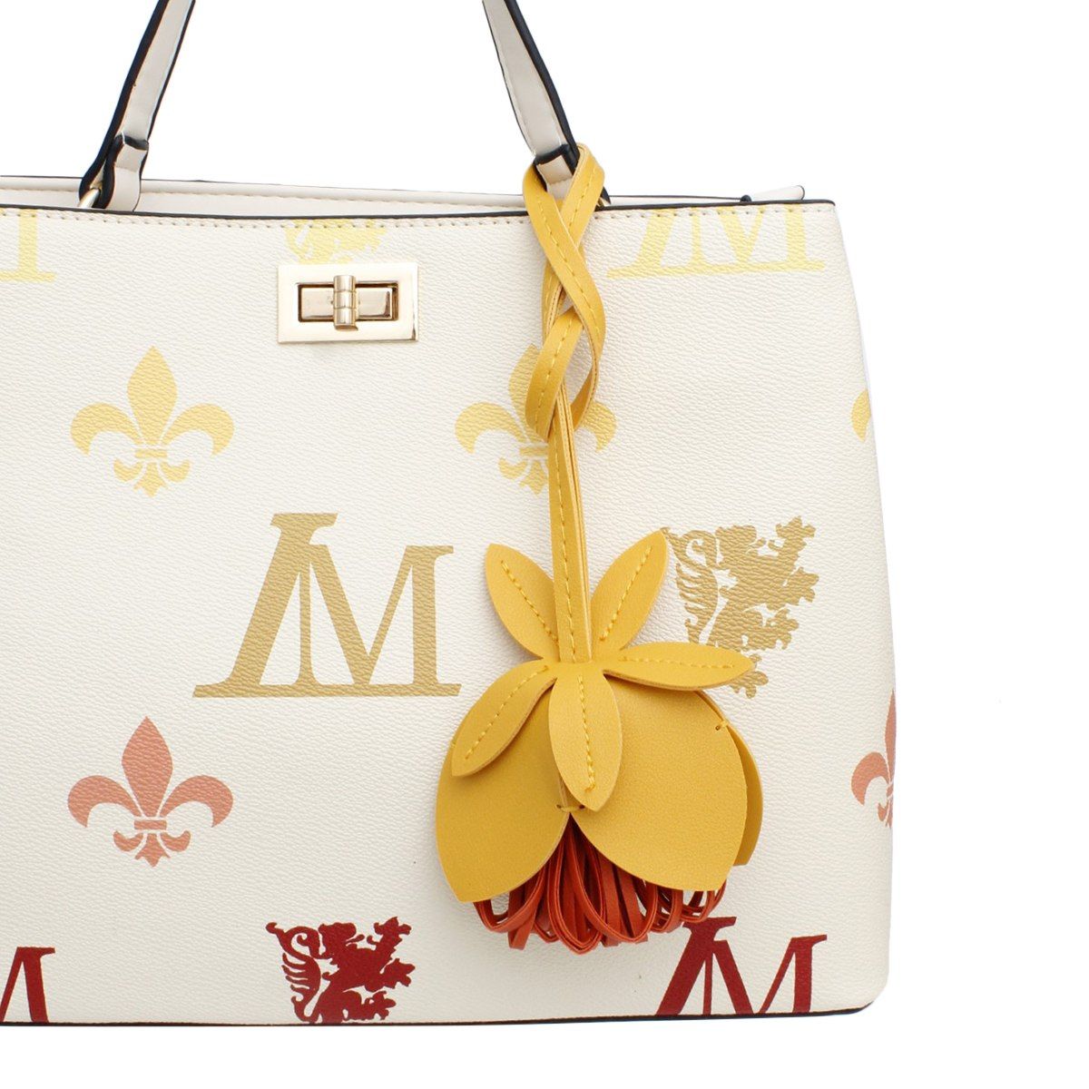 Bag Charm Yellow Leather Flower Long Bag Accessory
