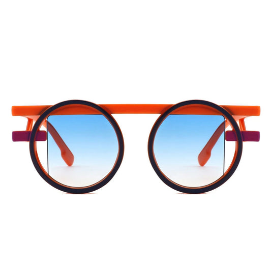 Sunglasses Orange Round Futuristic Double Frame