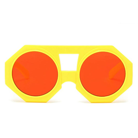 Sunglasses Yellow Geometric Chunky Round for Women