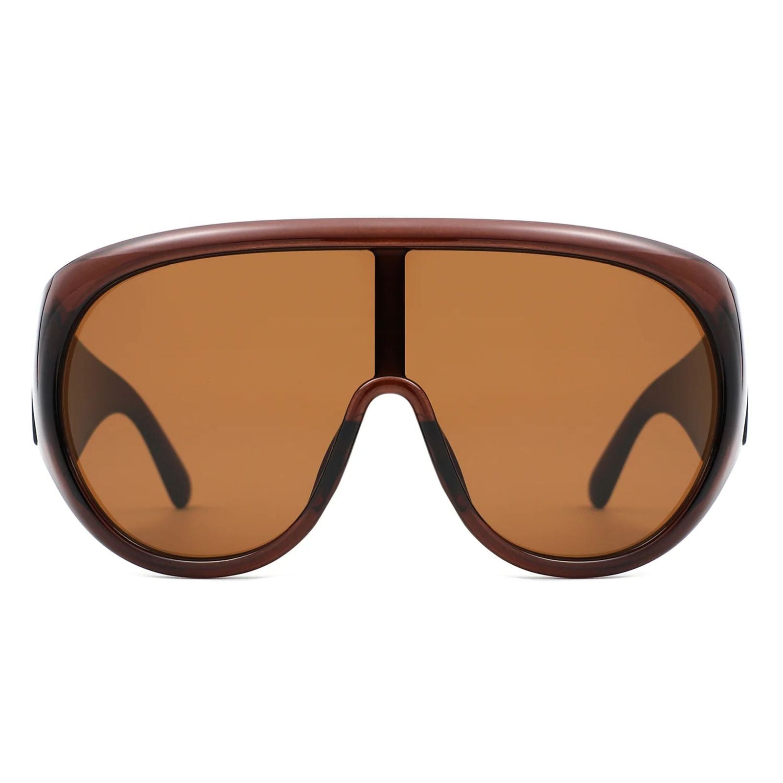 Sunglasses Brown Retro Rounded Visor for Women