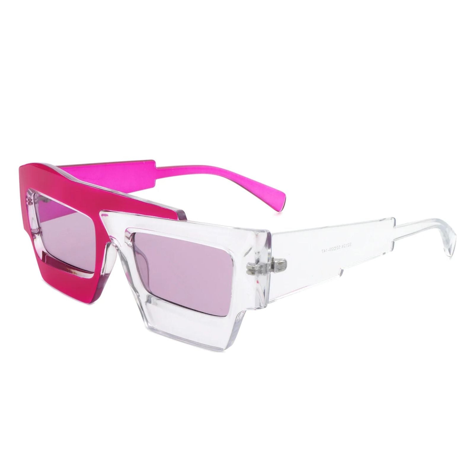 Sunglasses Pink Flat Top Irregular Square Women