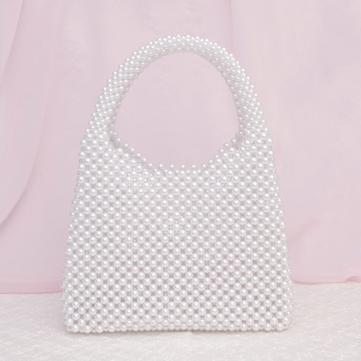 Top Handle Luxe Lady White Pearl Hollywood Handbag