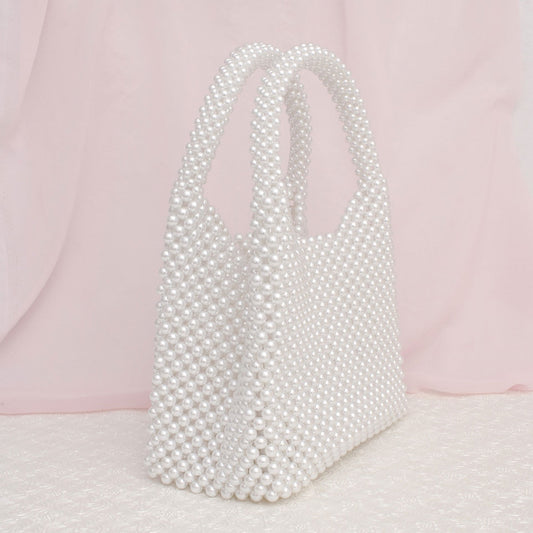 Top Handle Luxe Lady White Pearl Hollywood Handbag