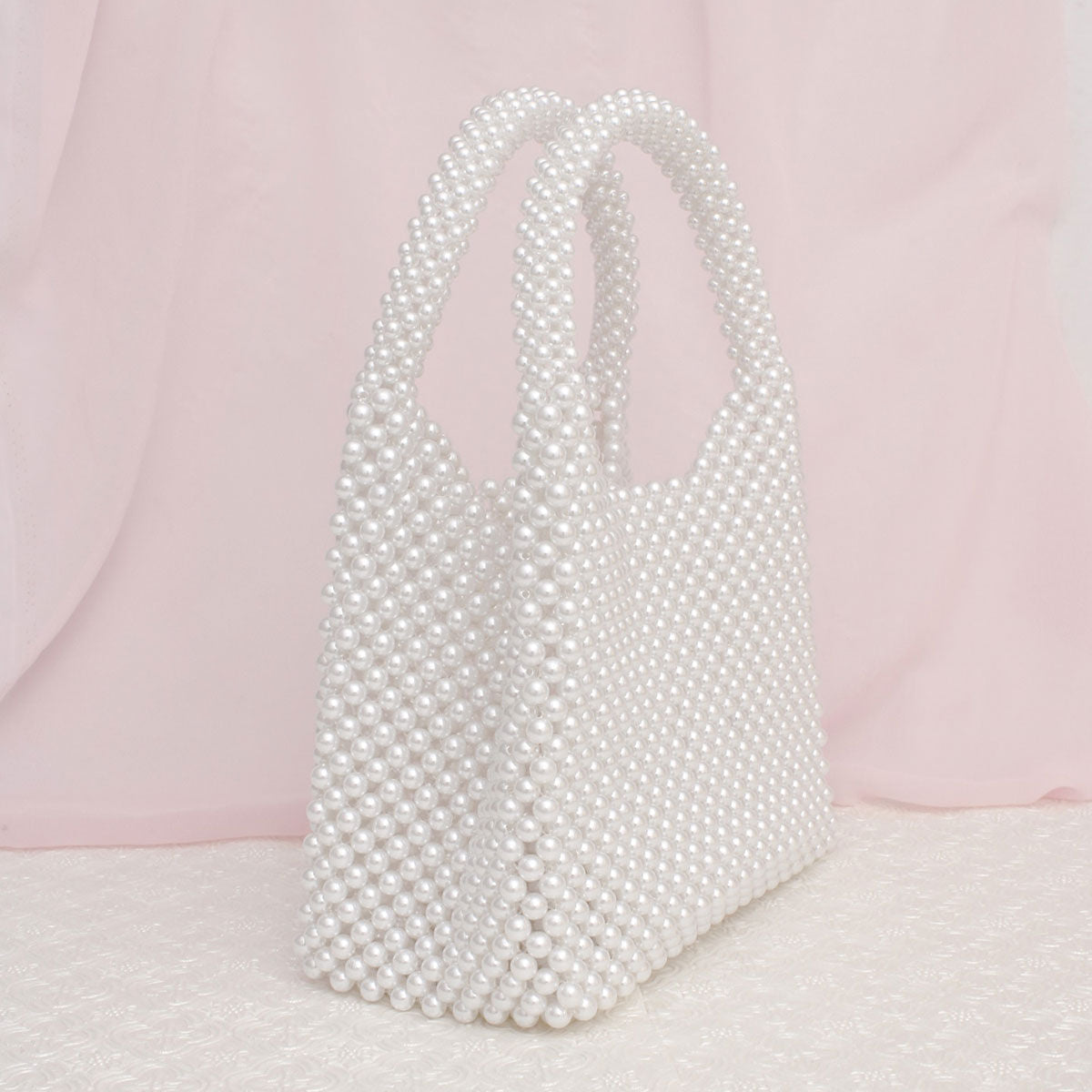 Top Handle Luxe Lady White Pearl Hollywood Handbag