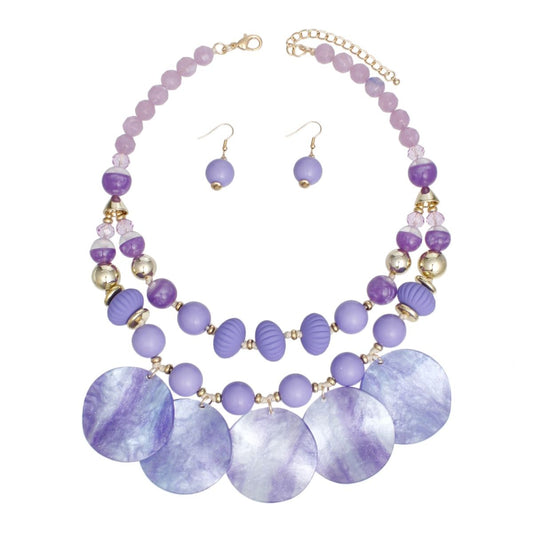 Beaded Fluid Artistic Purple Bead Marbled Disc Set