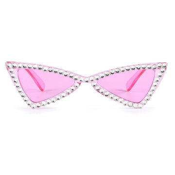 Sunglasses Fuchsia Cat Eye Rhinestone Retro Eyewear