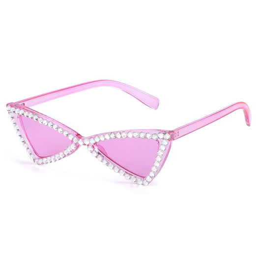 Sunglasses Fuchsia Cat Eye Rhinestone Retro Eyewear