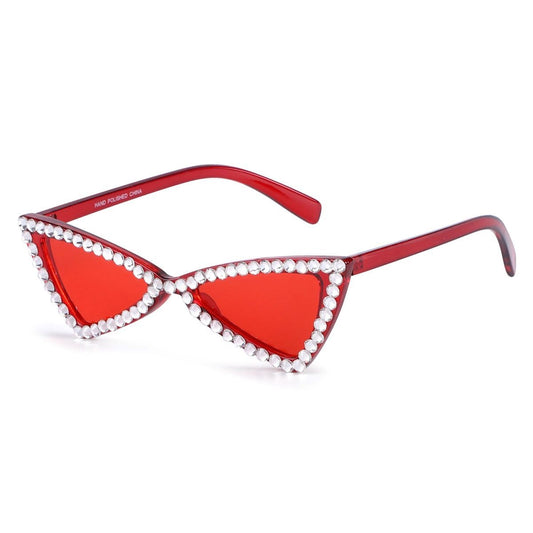 Sunglasses Red Cat Eye Rhinestone Retro Eyewear