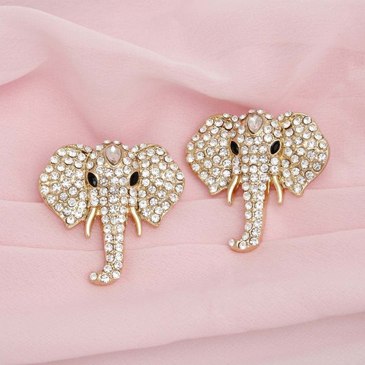 Studs Gold Glam Pave Elephant Head Earrings Women