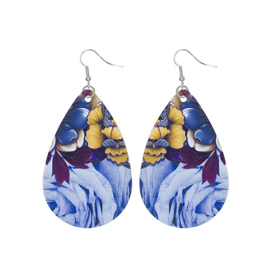 Various Flower Printed Teardrop Earrings