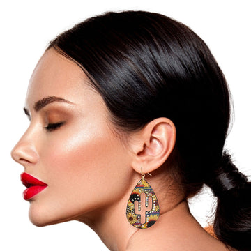 Sunflower Cactus Teardrop Earrings